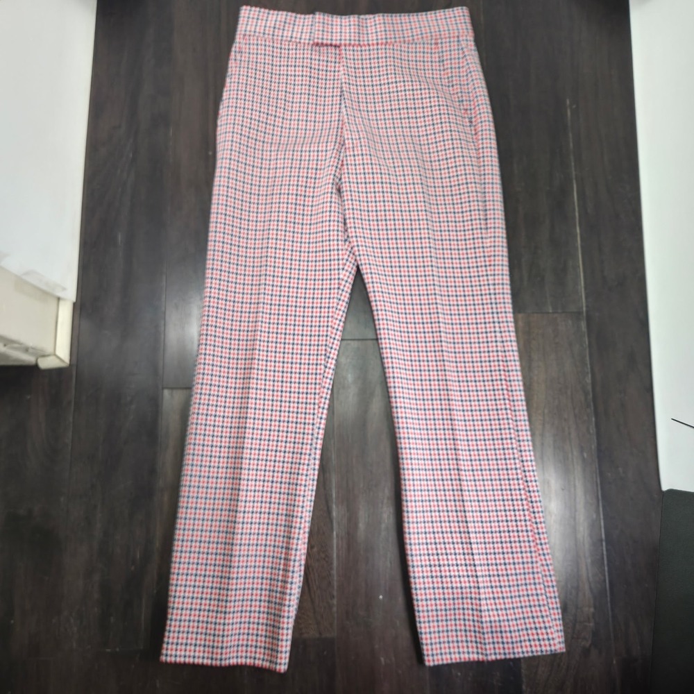 Vintage 70s Red White Blue Houndstooth Polyester Disco Leisure Pant Unisex 33×32